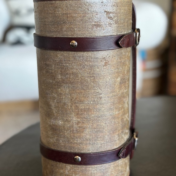 Vintage! Authentic Chanel Leather & Canvas Picnic Barrel Bag Picnic Roll Handbag - Picture 8 of 9